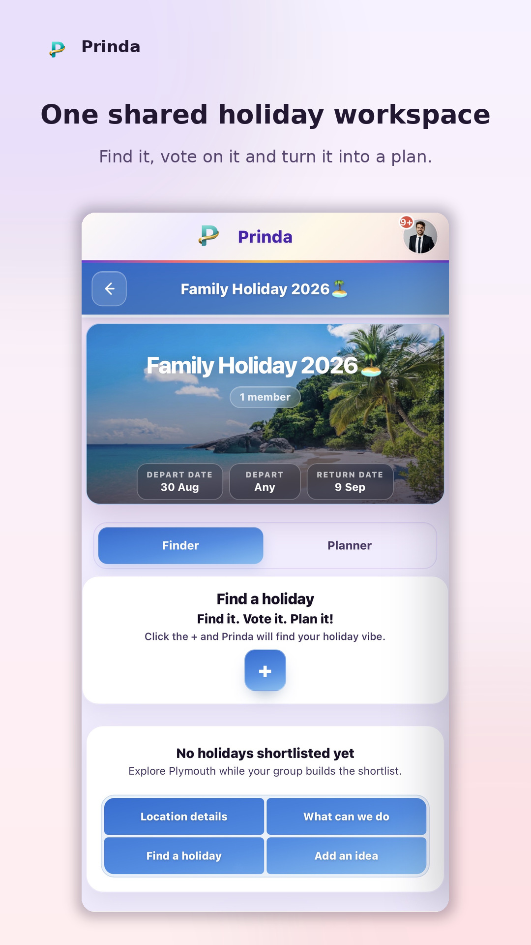 Prinda shared holiday workspace for a family trip